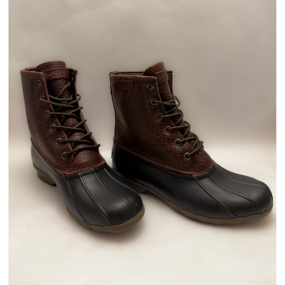 Sperry Saltwater Duck Boots size 7.5 Mens Black/Amaretto Waterproof STS23704 - Picture 4 of 6